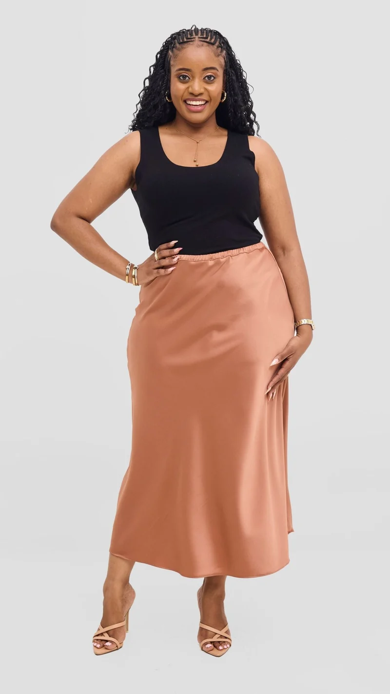 Vivo Samira Slip Skirt - Coffee Brown