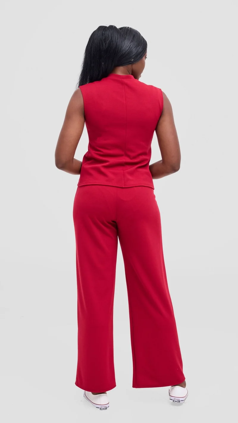 Vivo Selah Mock Neck Top - Dark Red