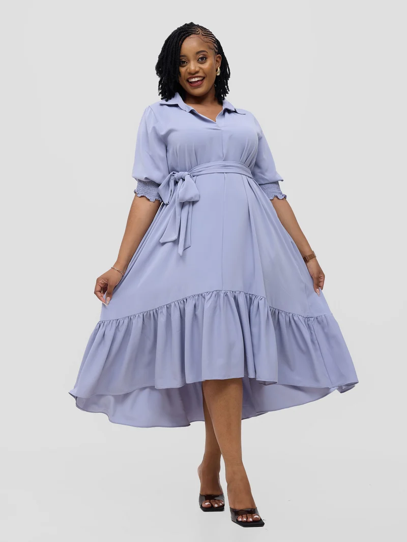 Vivo Serwa Flounce Dress - Lilac