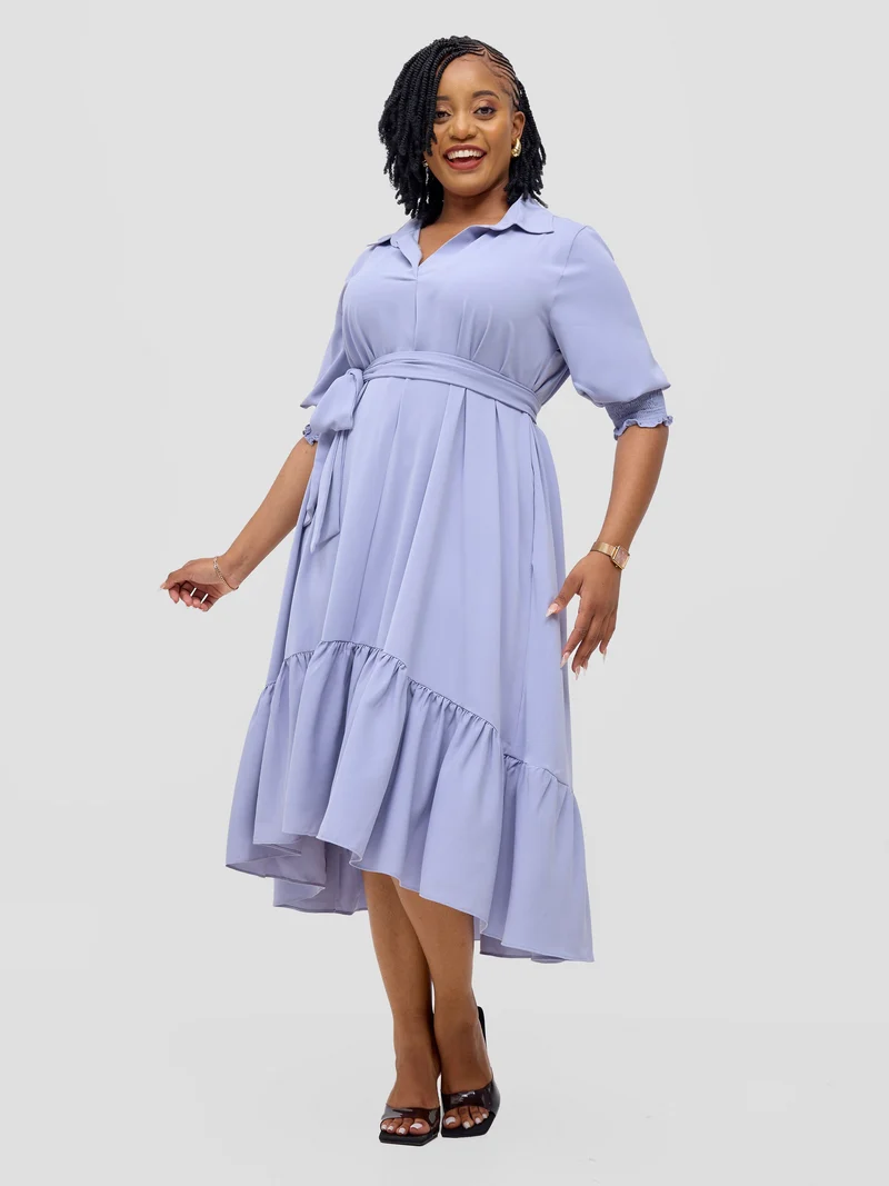 Vivo Serwa Flounce Dress - Lilac
