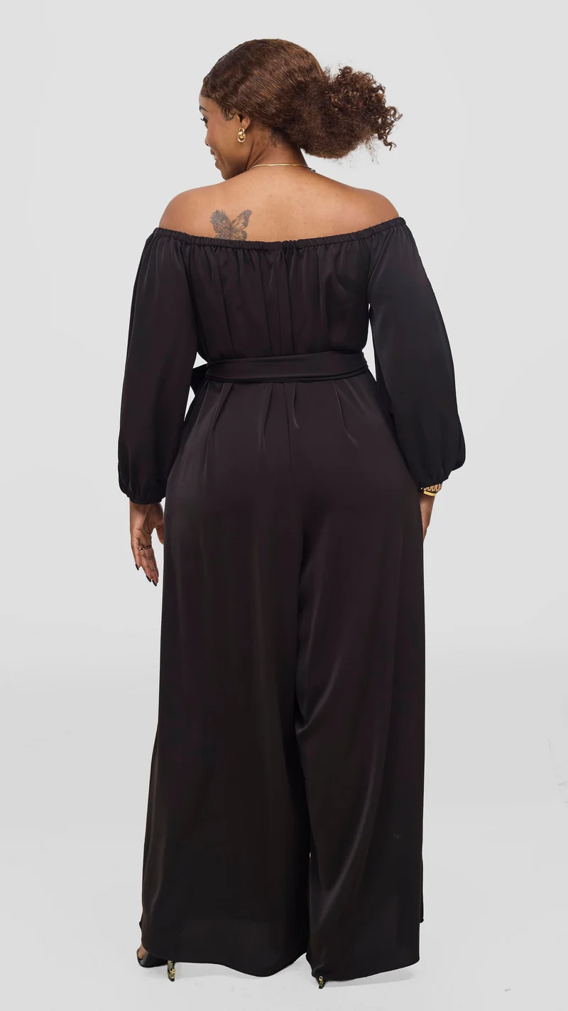 Vivo Yumi Off Shoulder Jumpsuit - Chocolate