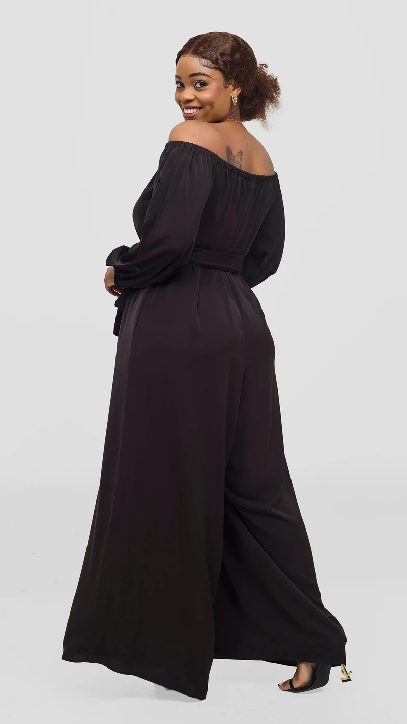 Vivo Yumi Off Shoulder Jumpsuit - Chocolate