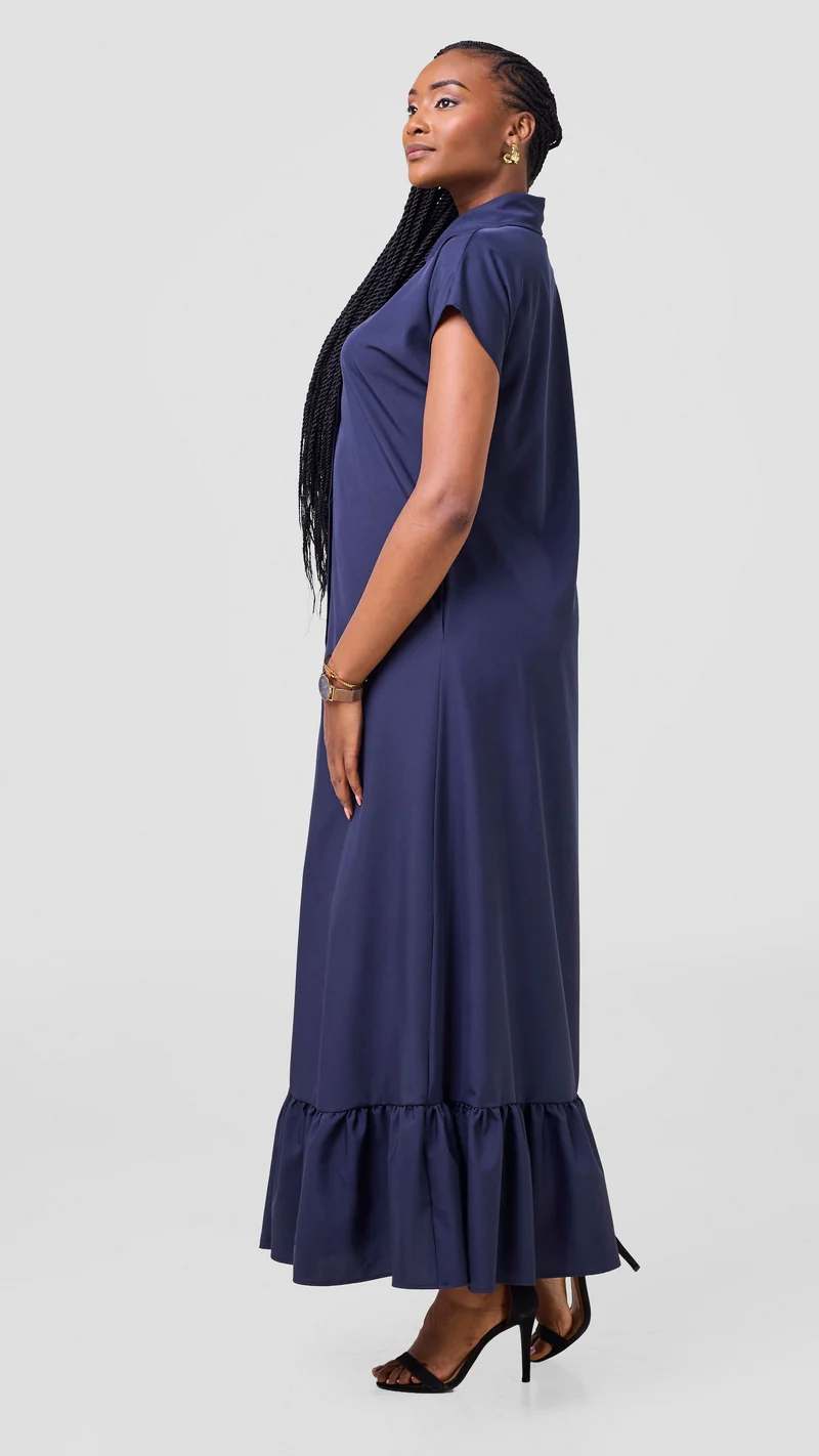 Vivo Maisha Drop Shoulder Maxi Dress - Navy