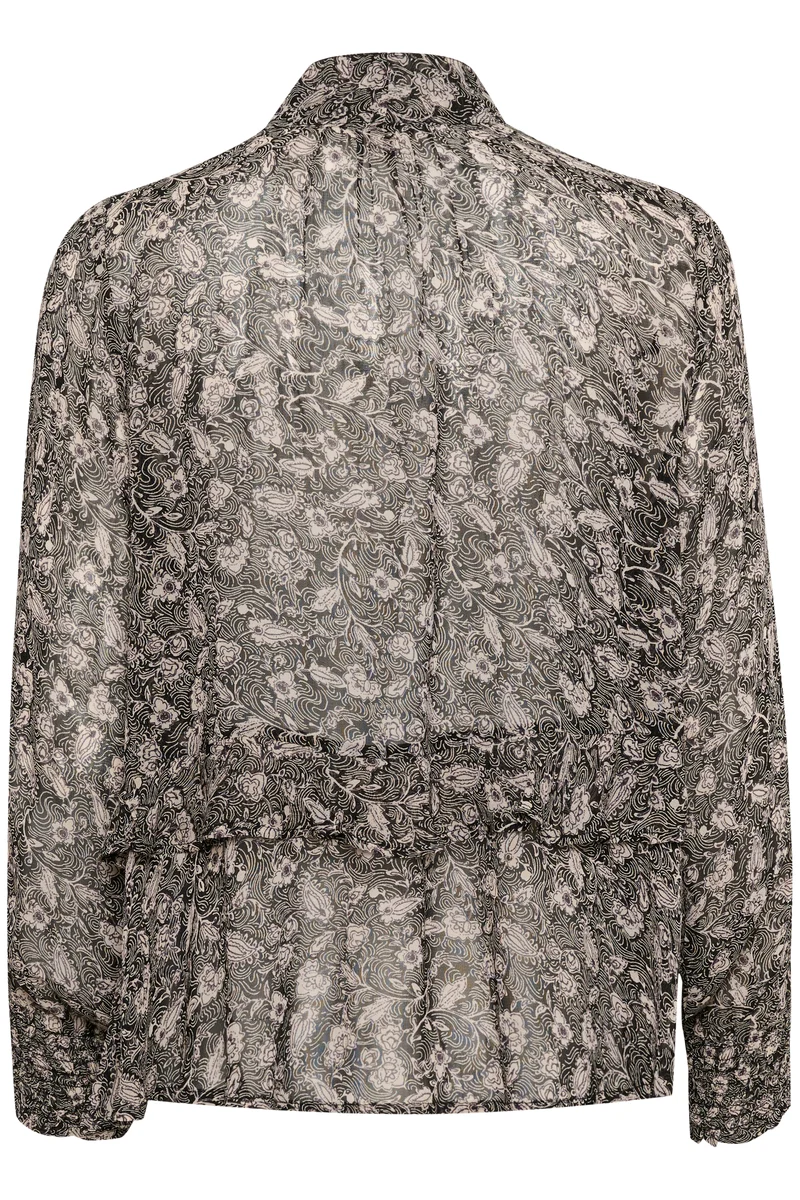 Blouse à col lavallière avec motif feuillage Monika