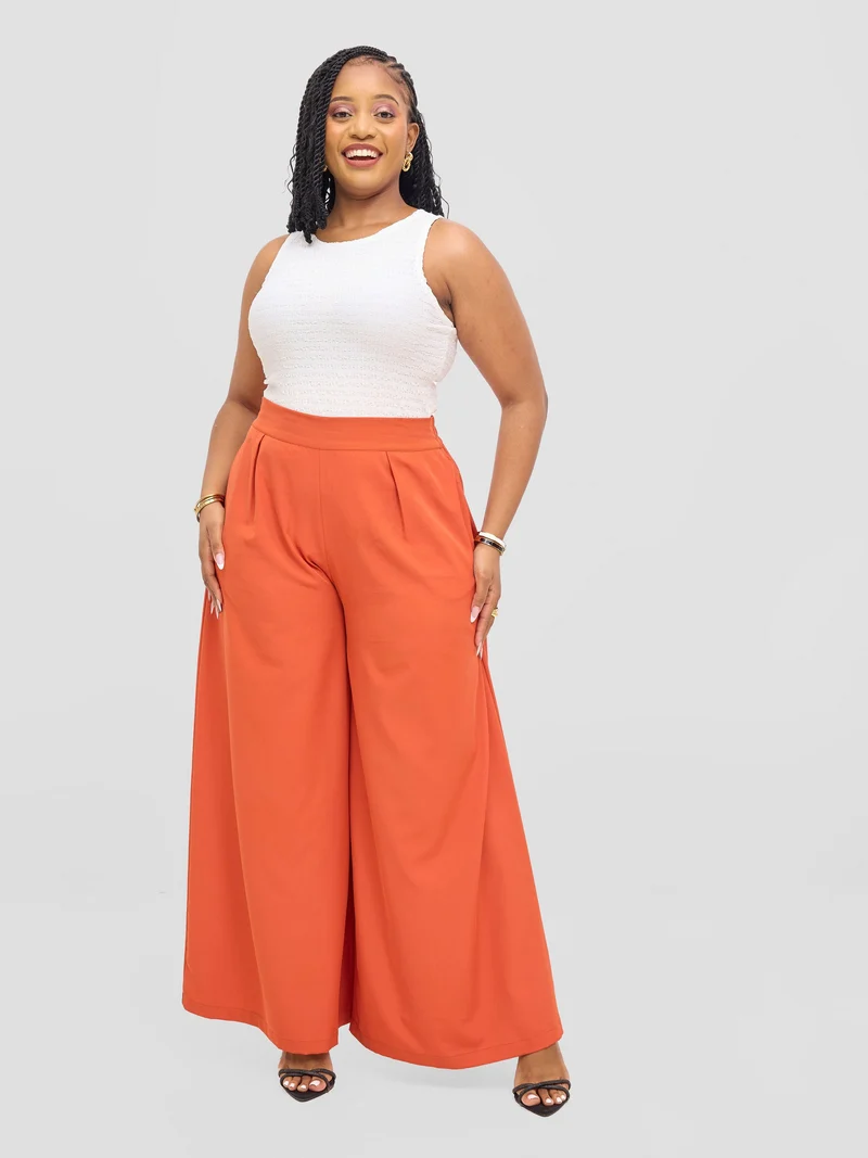 Vivo Basic Crepe Pants - Rust Orange