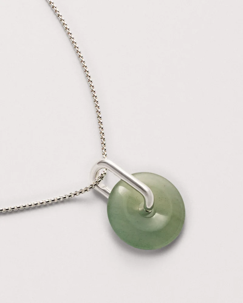 Collier chaîne avec anneau en Green aventurine