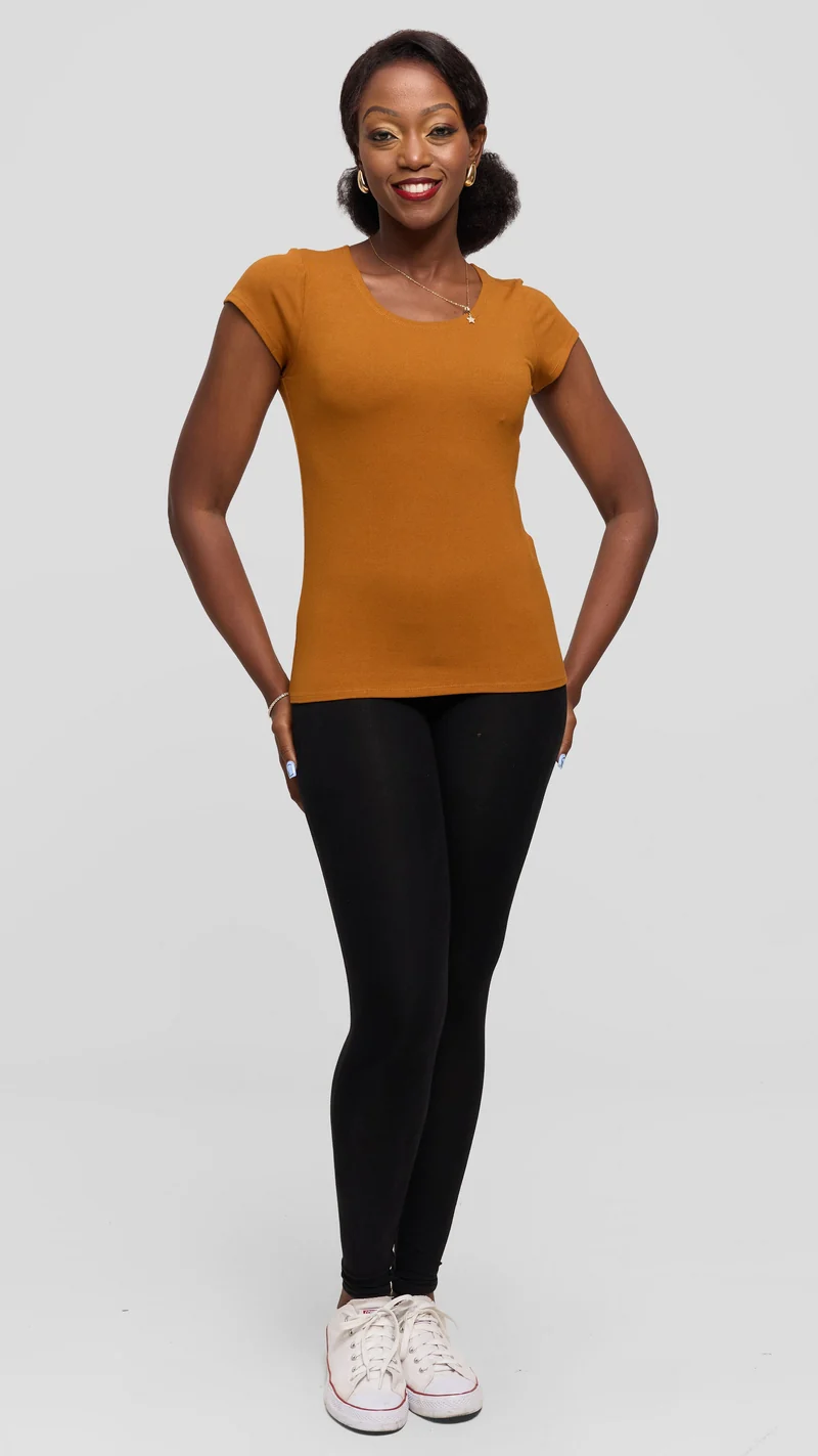 Vivo Everyday Cap Sleeve Top in Jersey - Rust