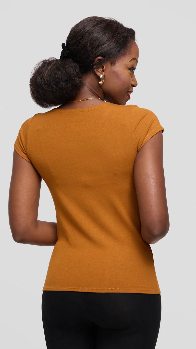Vivo Everyday Cap Sleeve Top in Jersey - Rust