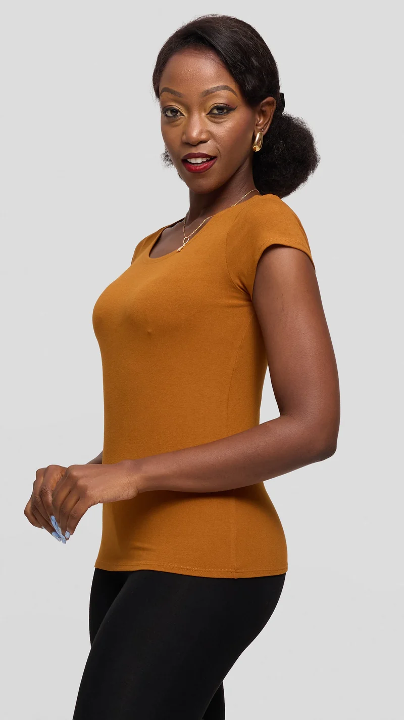 Vivo Everyday Cap Sleeve Top in Jersey - Rust