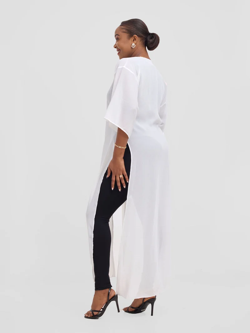 Vivo Basic Nandi High Slit Kimono - White