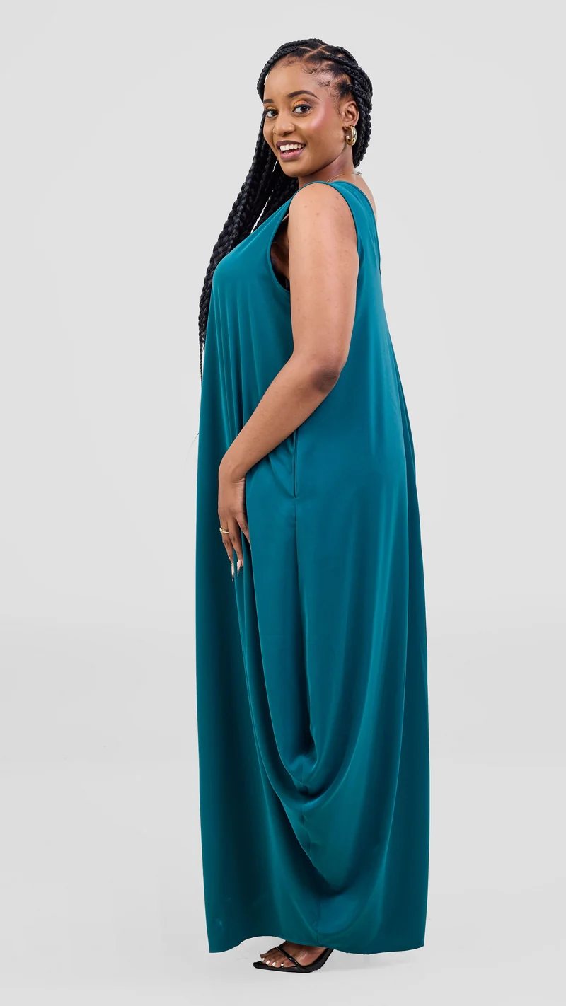 Vivo Kemi Side Cowl Maxi Dress -Teal