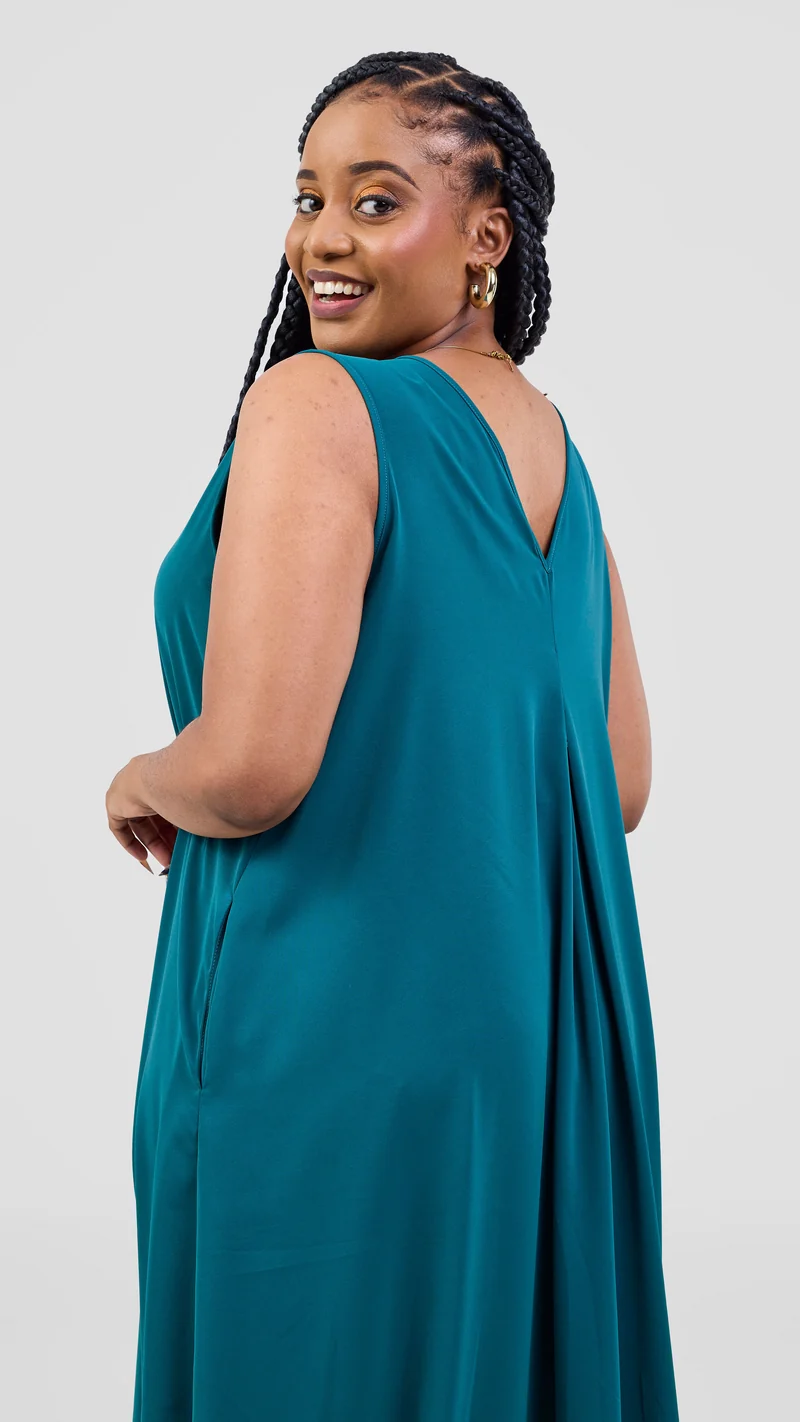 Vivo Kemi Side Cowl Maxi Dress -Teal