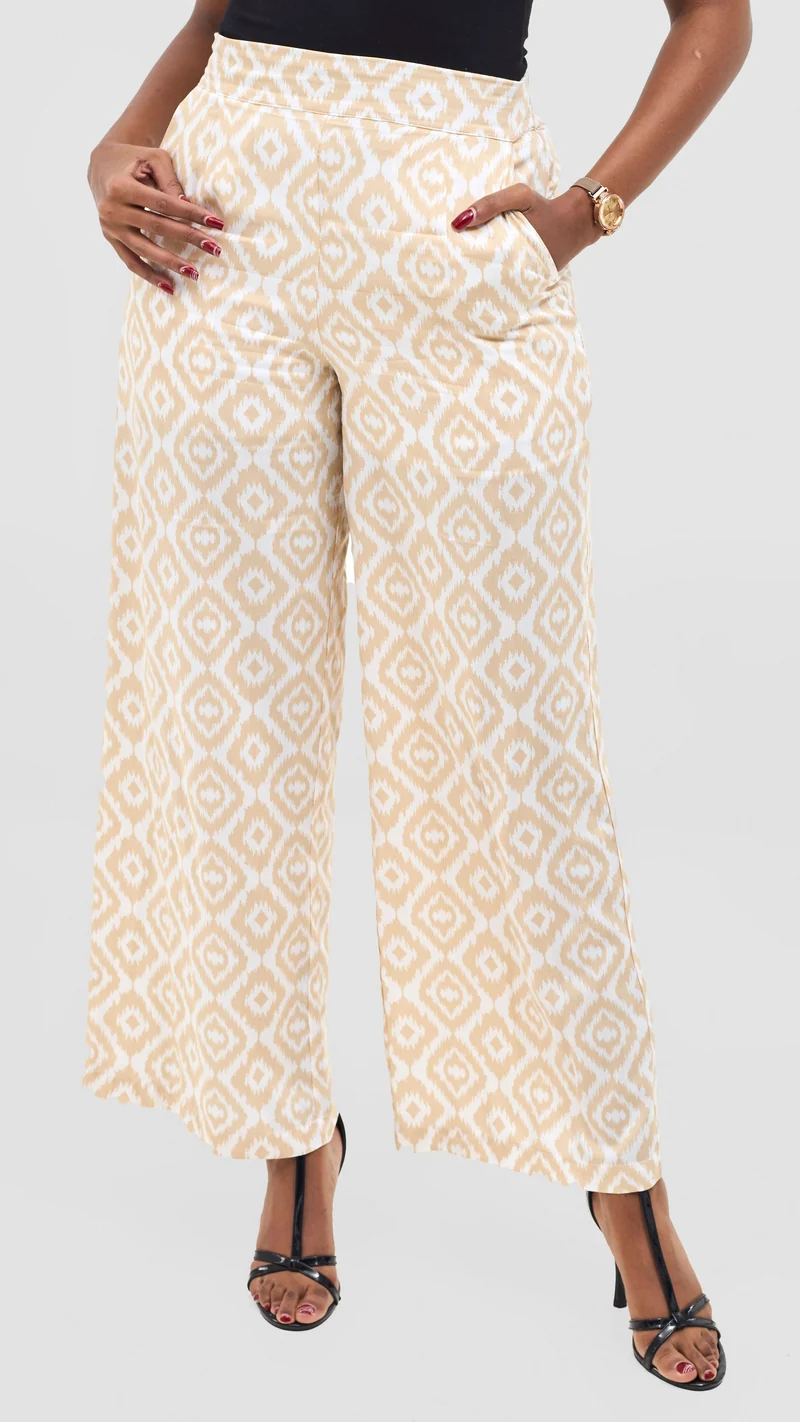 Vivo Samira Pants - Beige / White Print