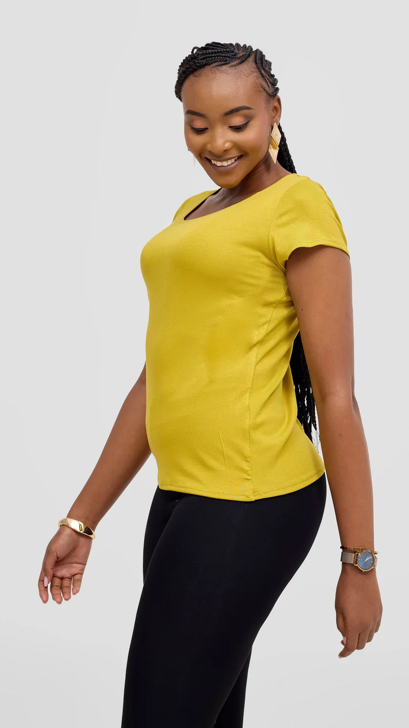 Vivo Everyday Cap Sleeve Top in Jersey- Light Olive Green