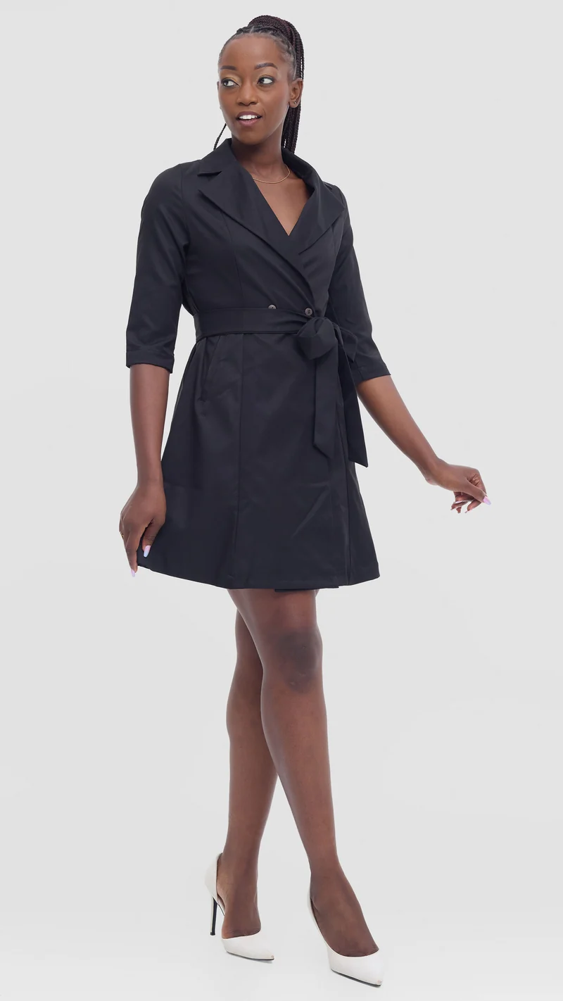 Vivo Aleri Trench Coat Dress - Black