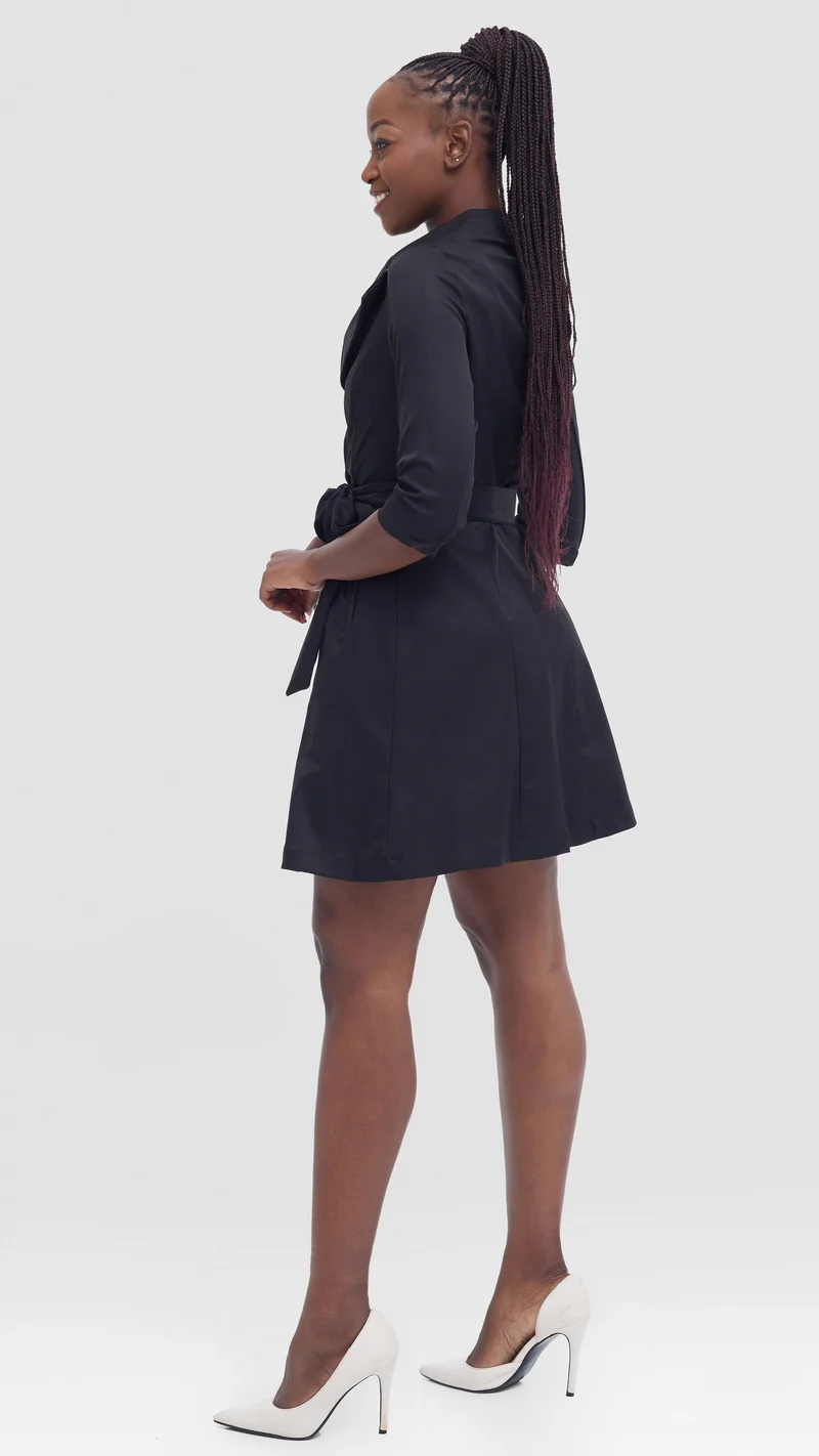 Vivo Aleri Trench Coat Dress - Black