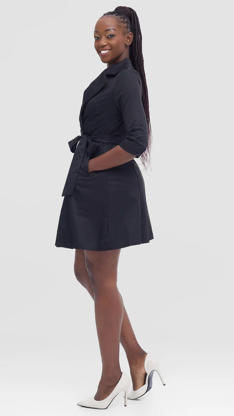 Vivo Aleri Trench Coat Dress - Black