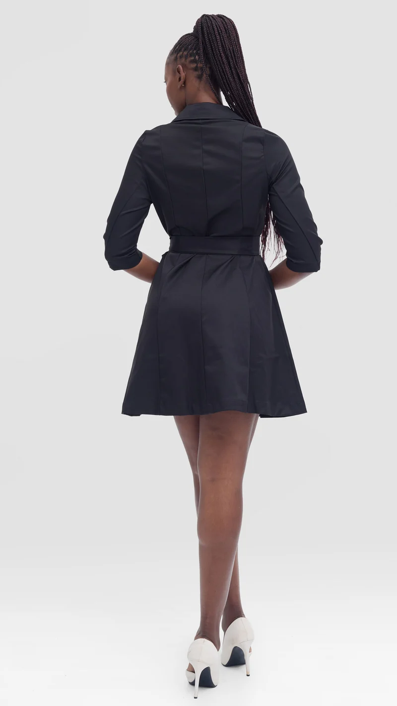 Vivo Aleri Trench Coat Dress - Black