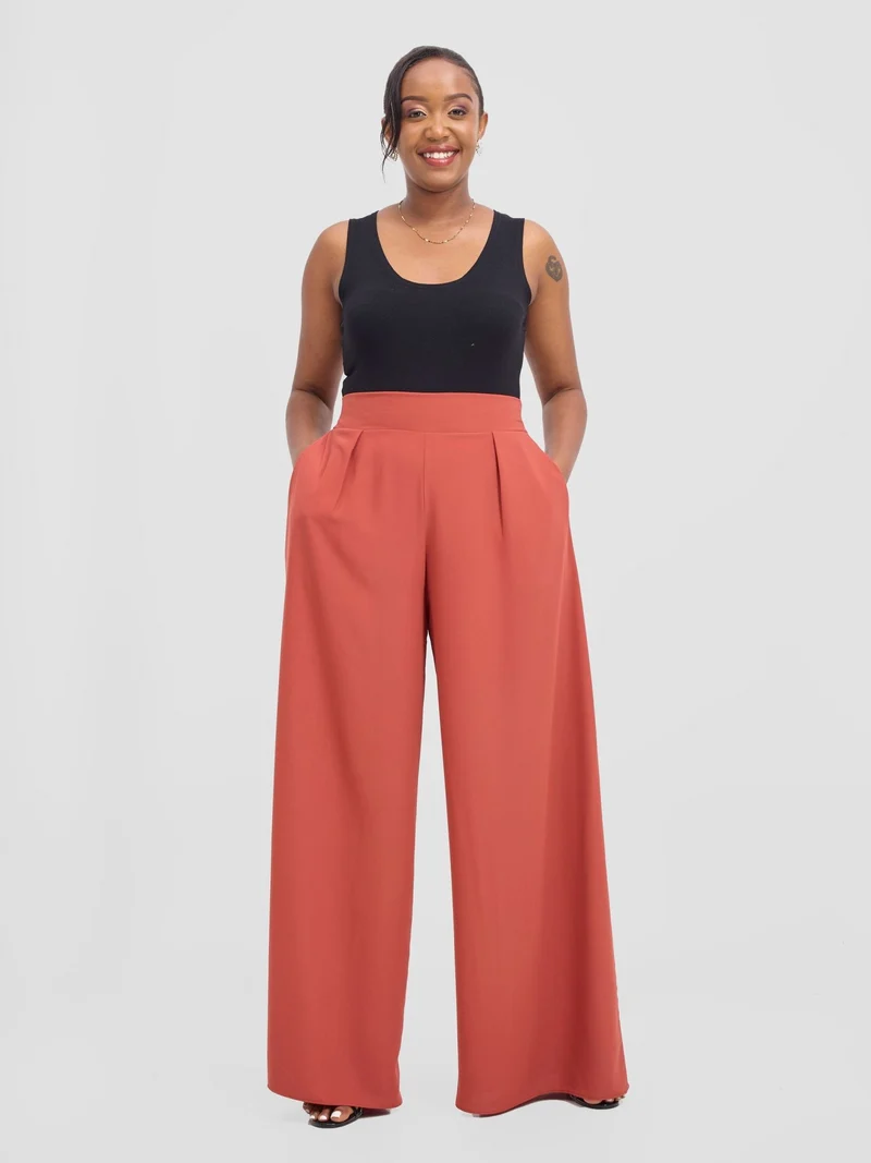 Vivo Basic Crepe Pants - Rust
