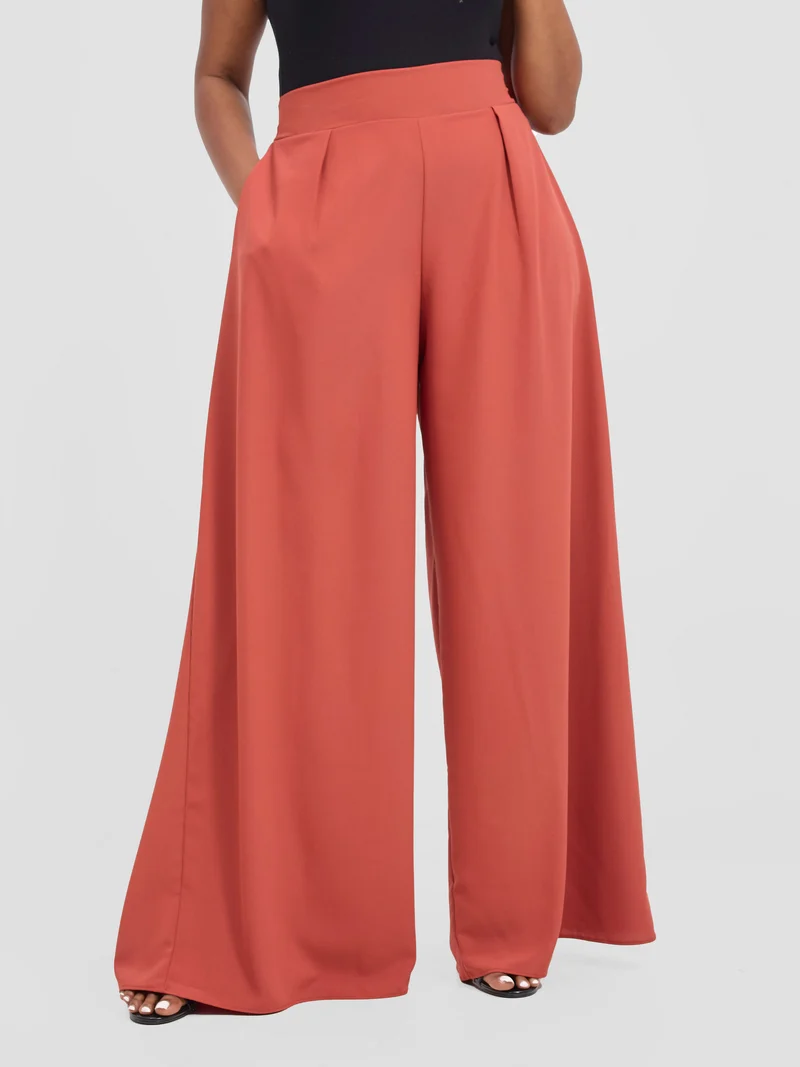 Vivo Basic Crepe Pants - Rust
