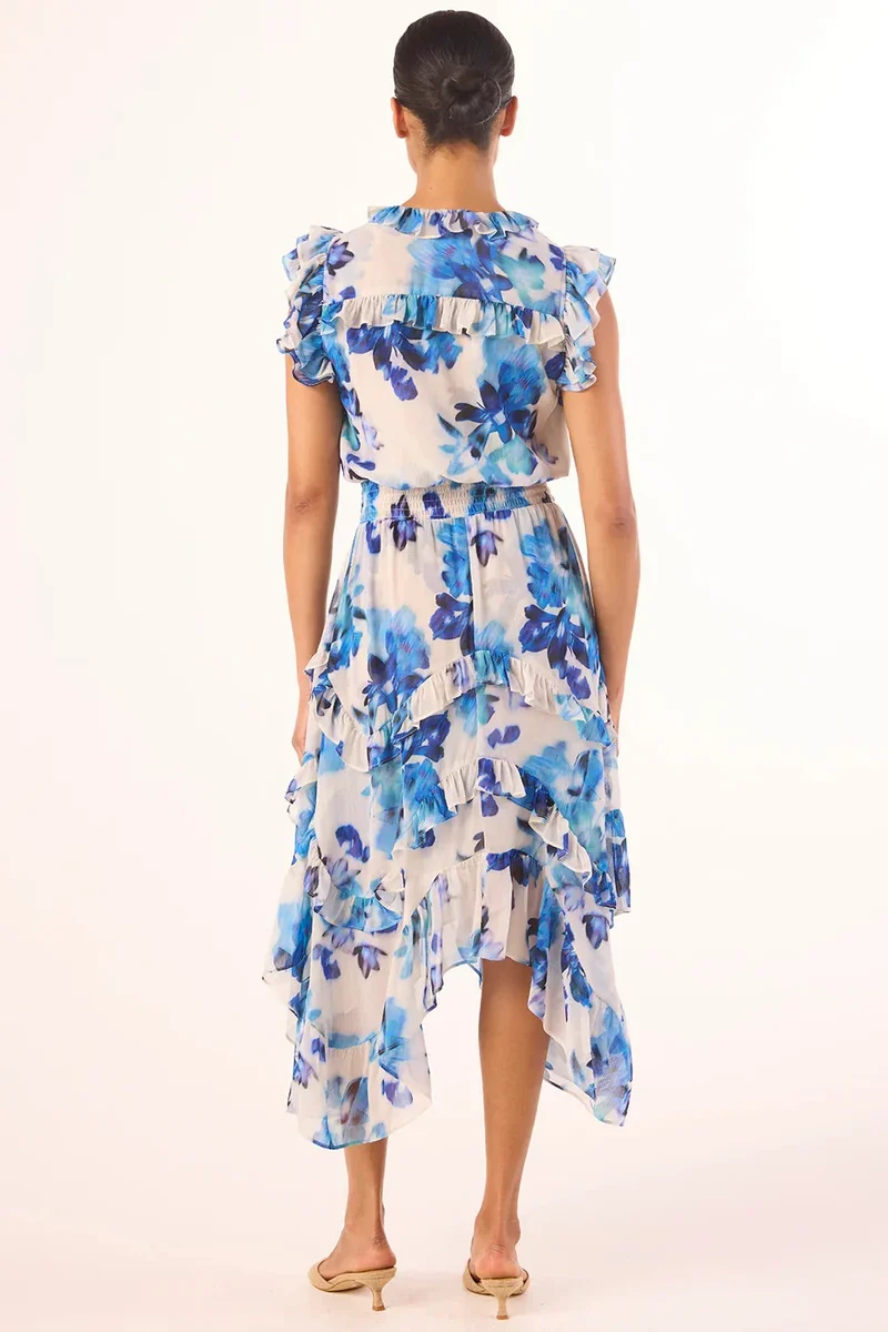 Robe midi Dakota à volants asymétriques