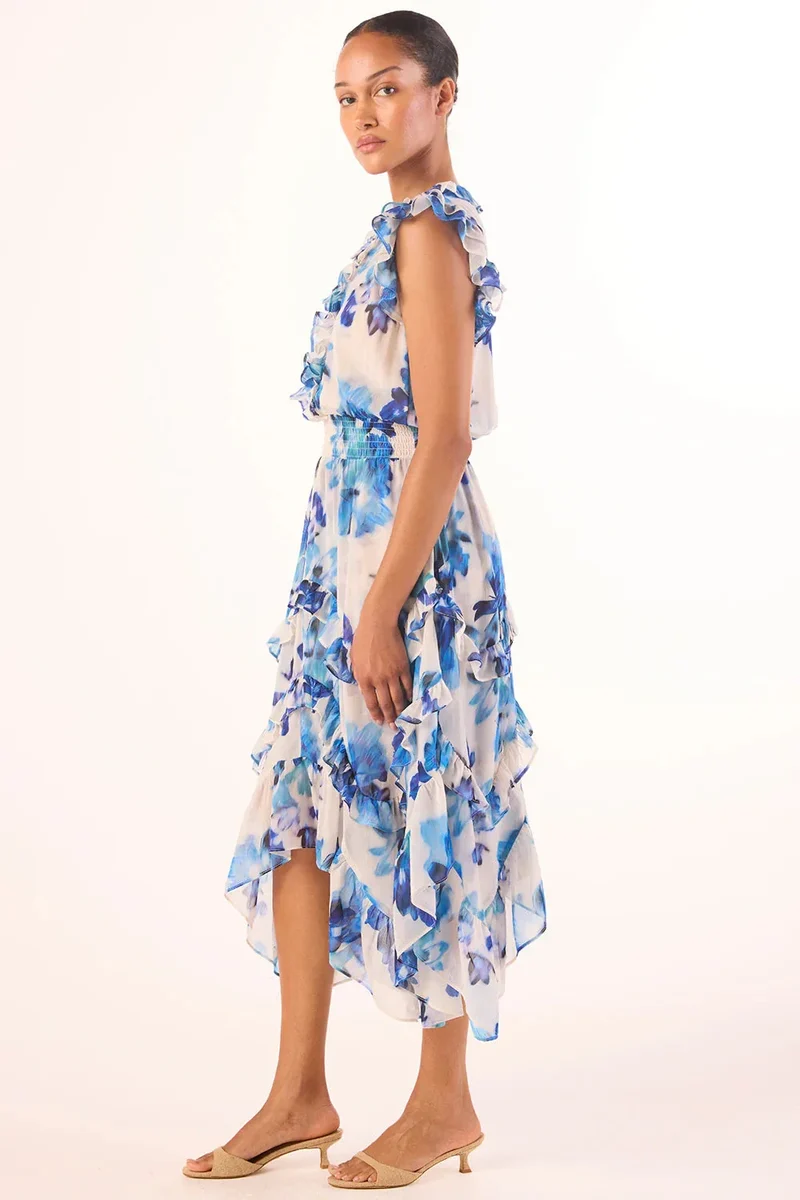 Robe midi Dakota à volants asymétriques