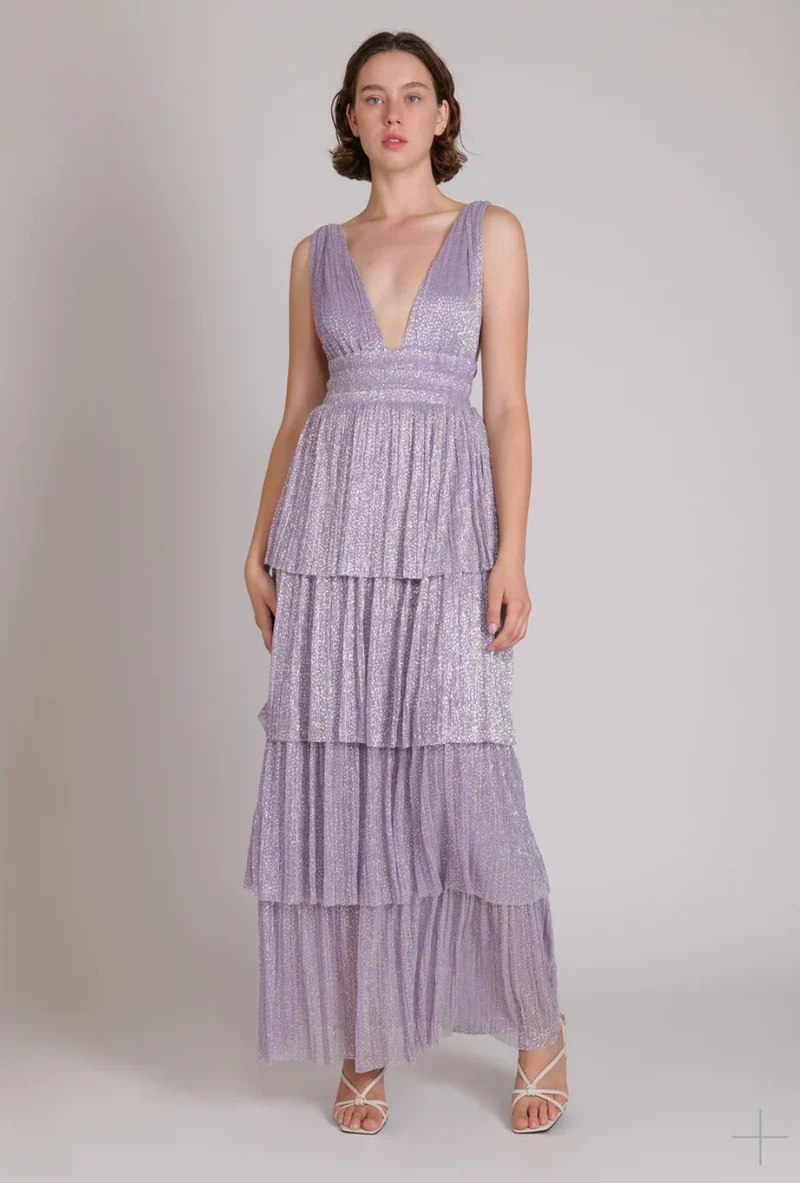 Robe longue lilas et doré Alpha