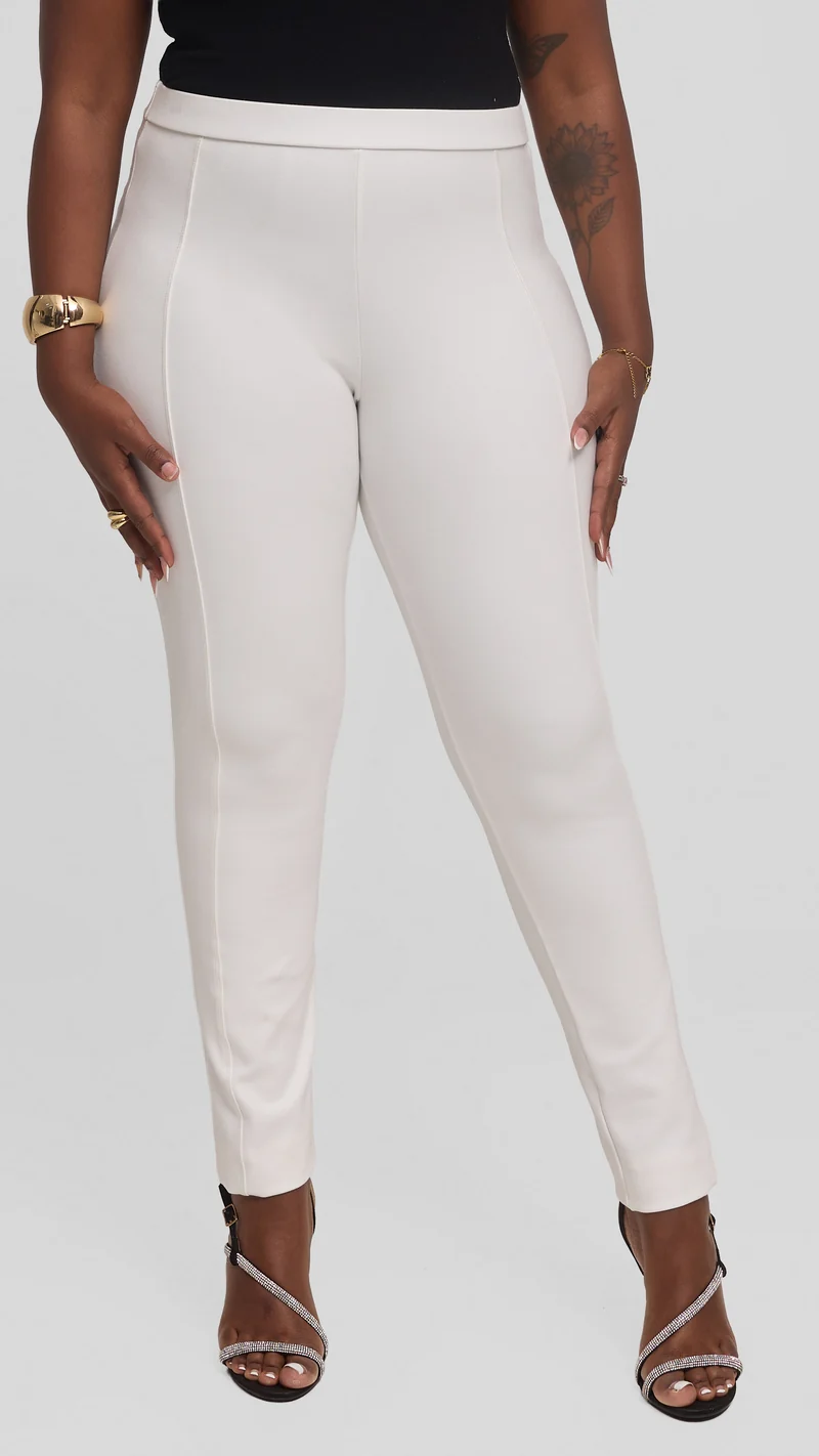 Vivo Basic Panelled Leisure Pants in Ponte - Off White