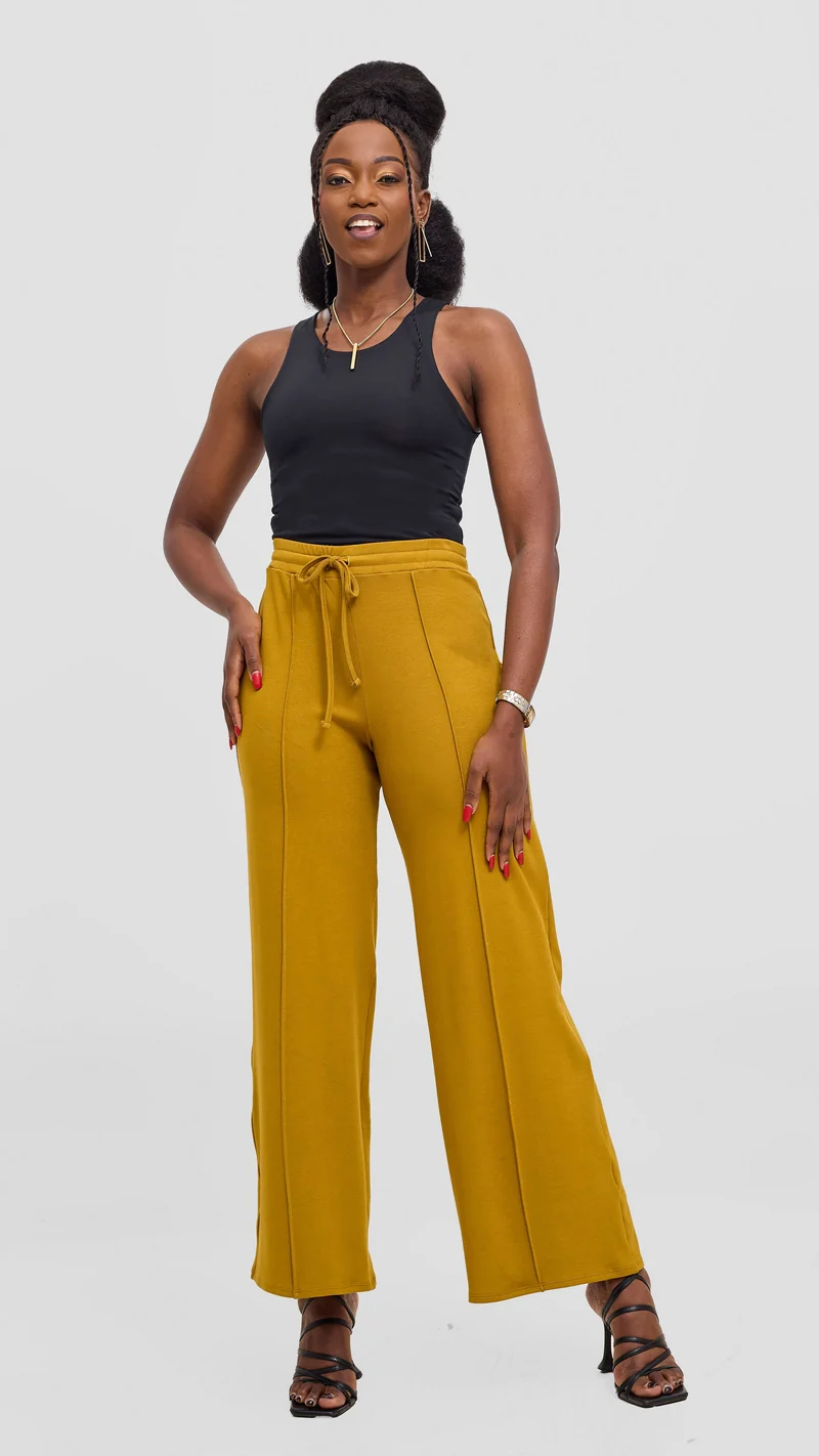 Vivo Ria Panelled Pants - Dark Mustard