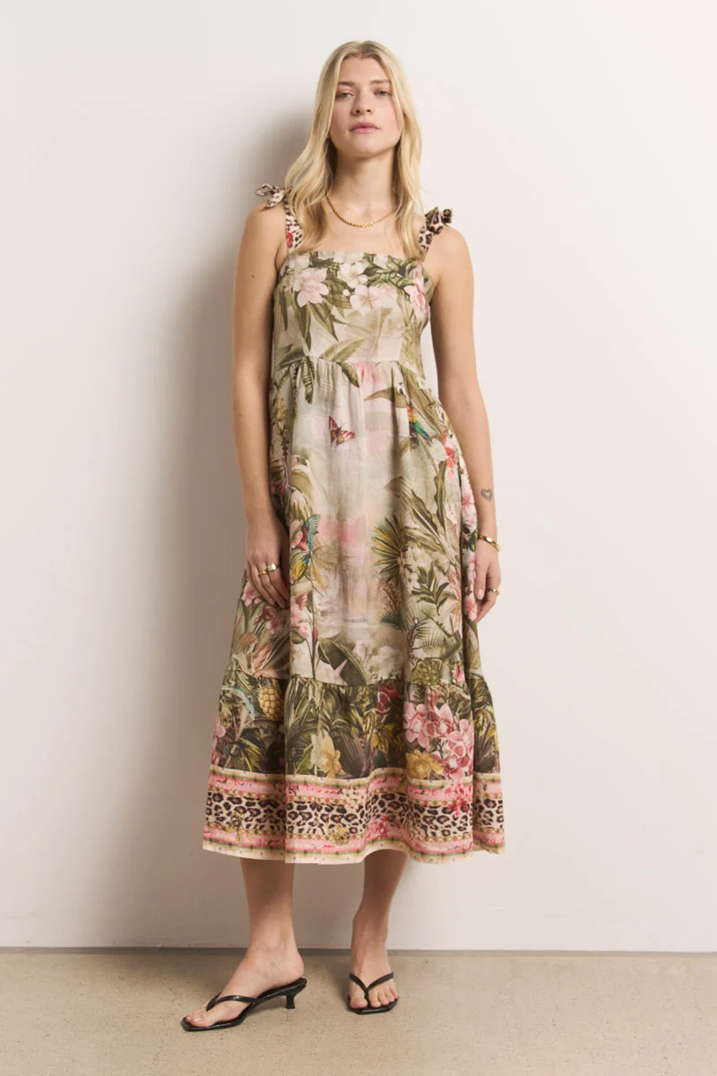 Robe longue safari en lin