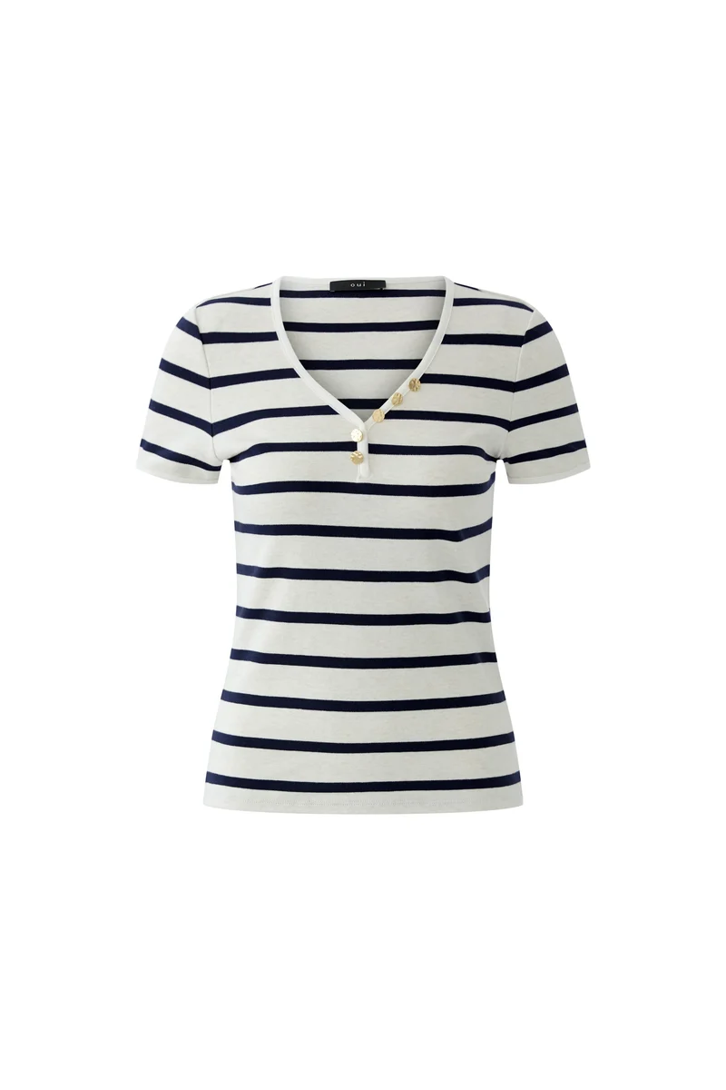 T-shirt rayé à encolure V
