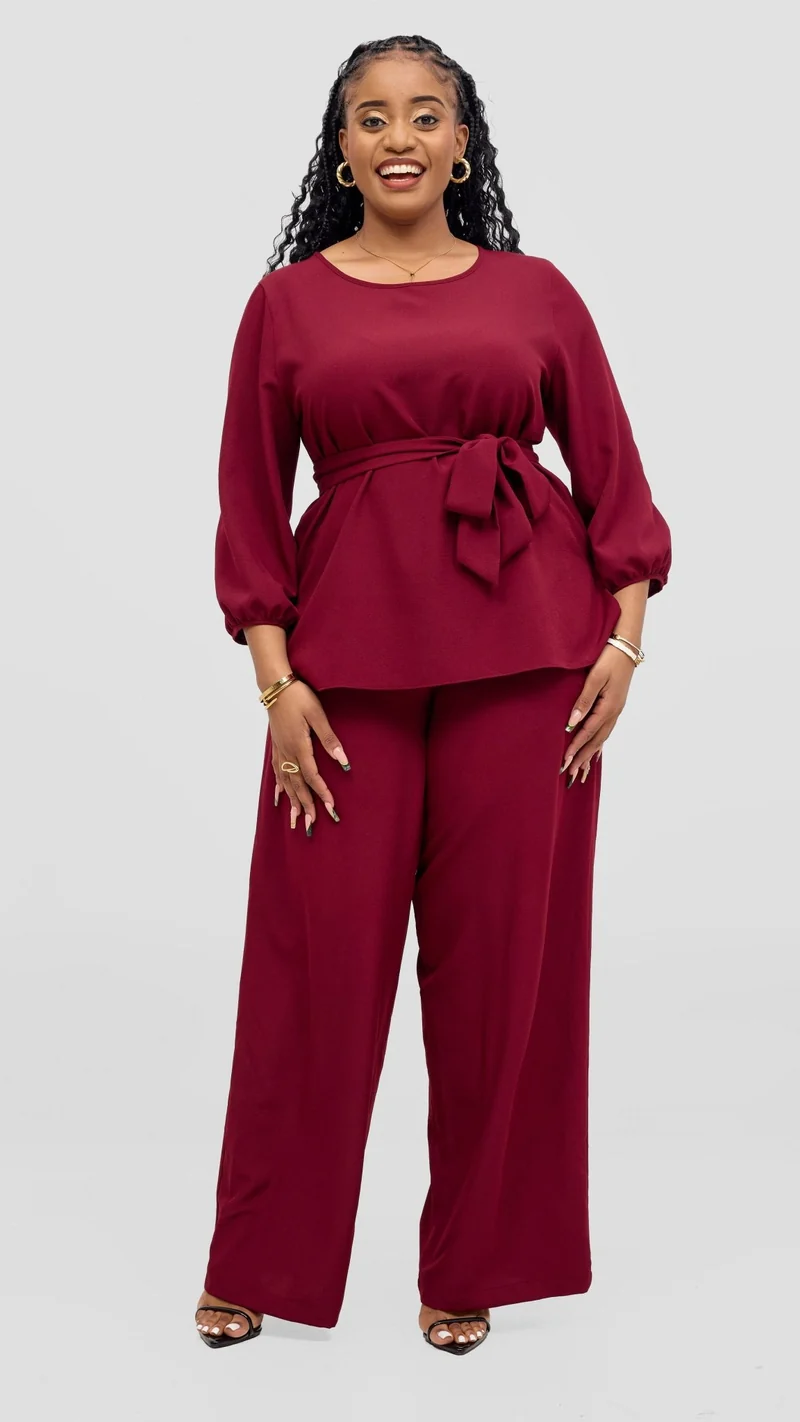 Vivo Kani Bishop Sleeve Top - Maroon