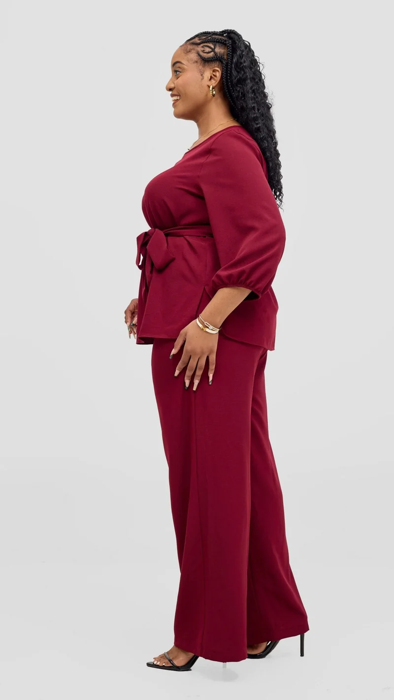 Vivo Kani Bishop Sleeve Top - Maroon