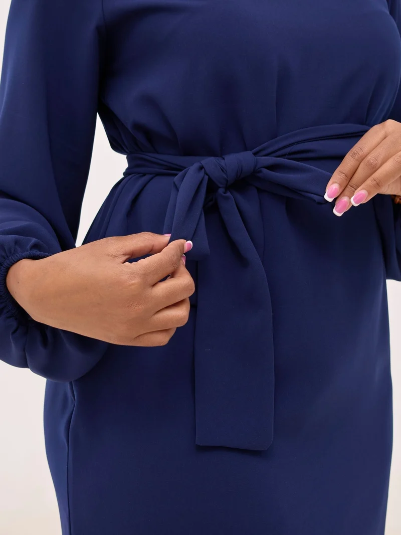 Vivo Zawadi Crepe Shift Dress - Navy Blue