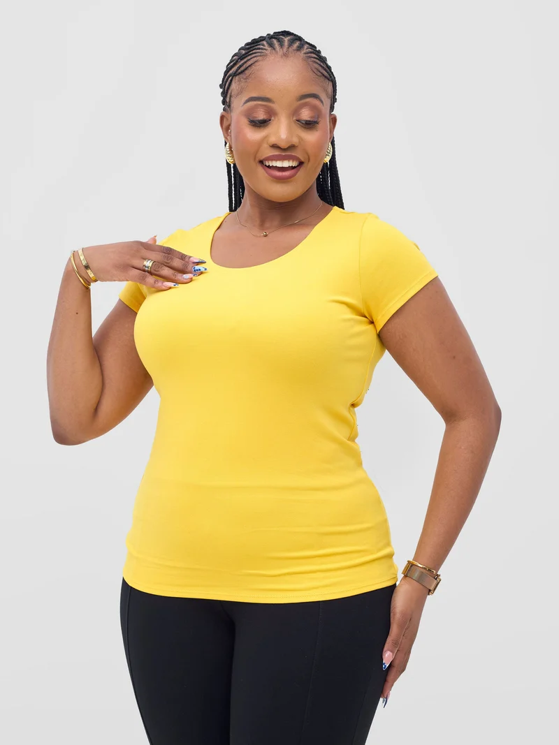 Vivo Everyday Cap Sleeve Top in Jersey - Yellow