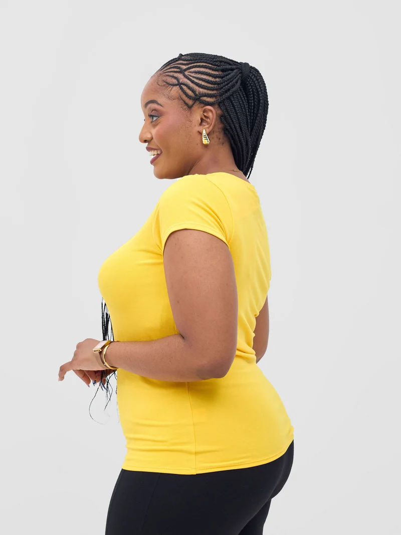 Vivo Everyday Cap Sleeve Top in Jersey - Yellow