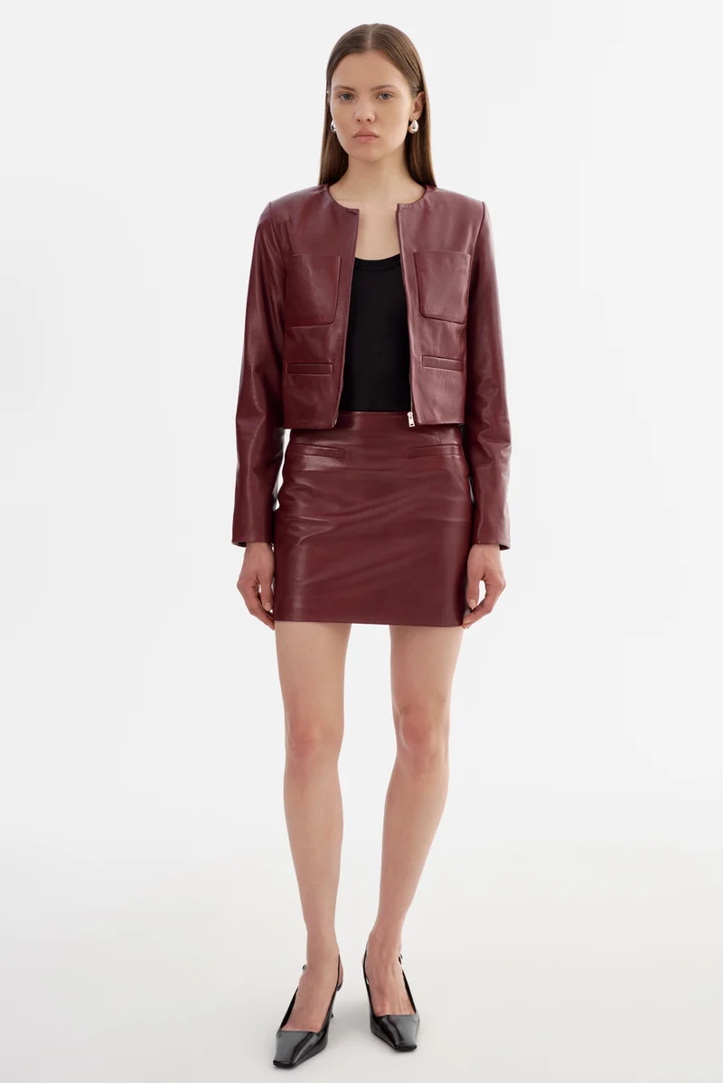Veste en cuir avec poches Linette