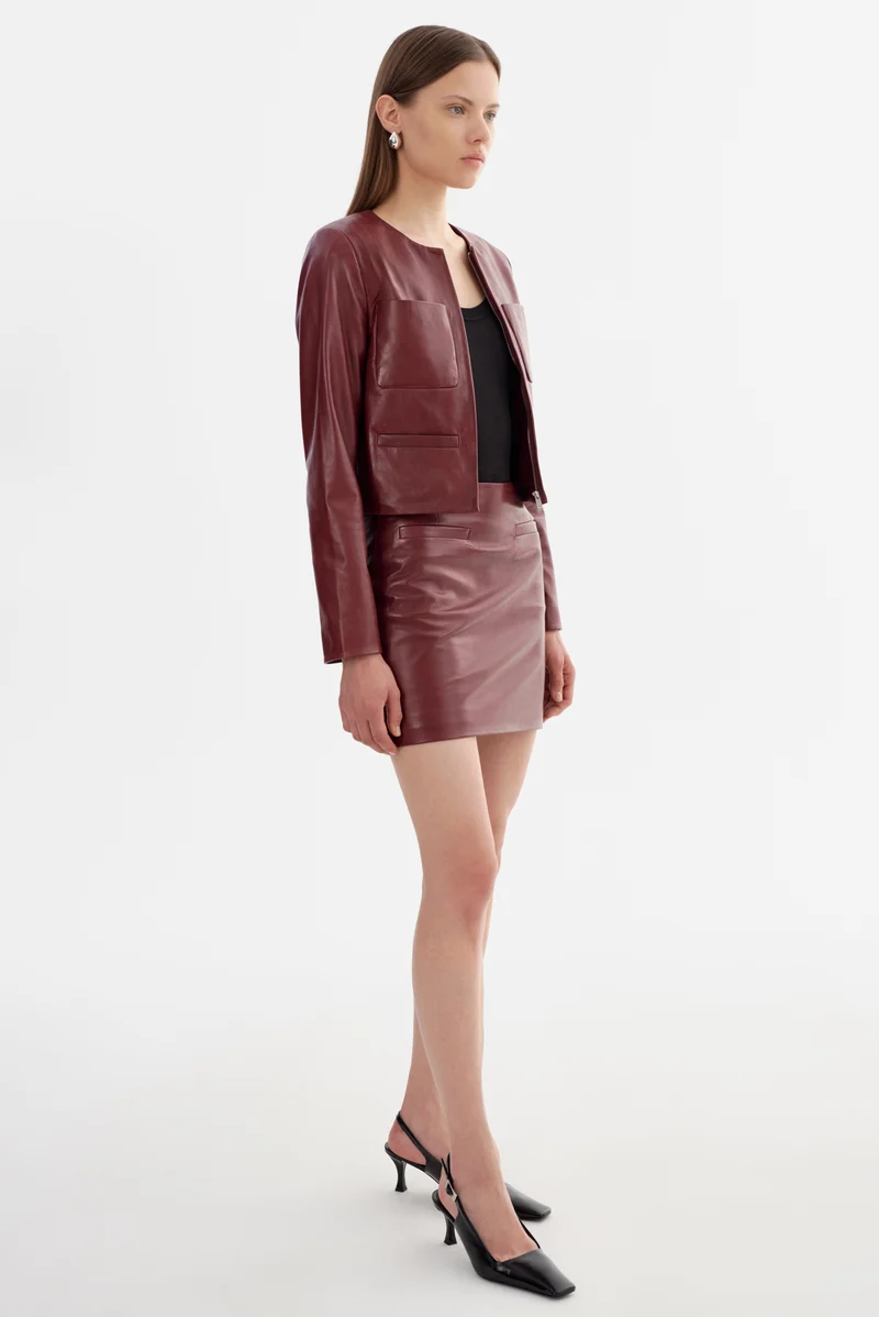 Veste en cuir avec poches Linette