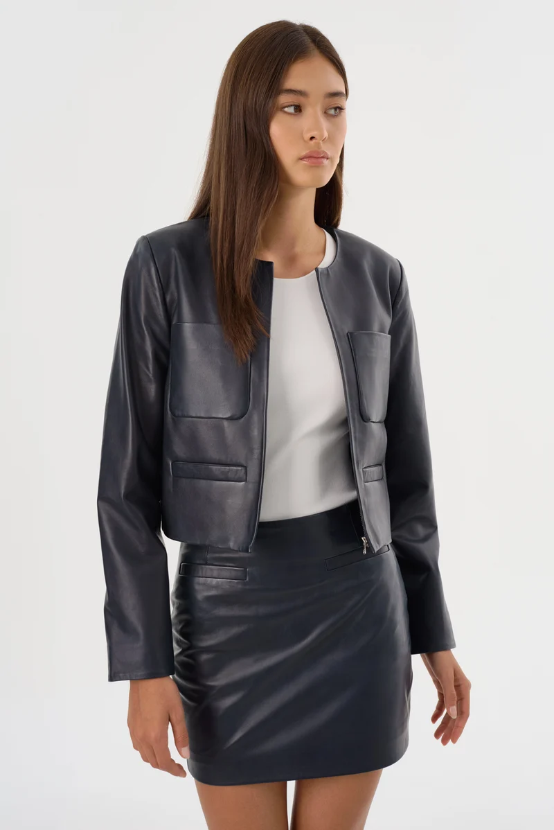 Veste en cuir avec poches Linette