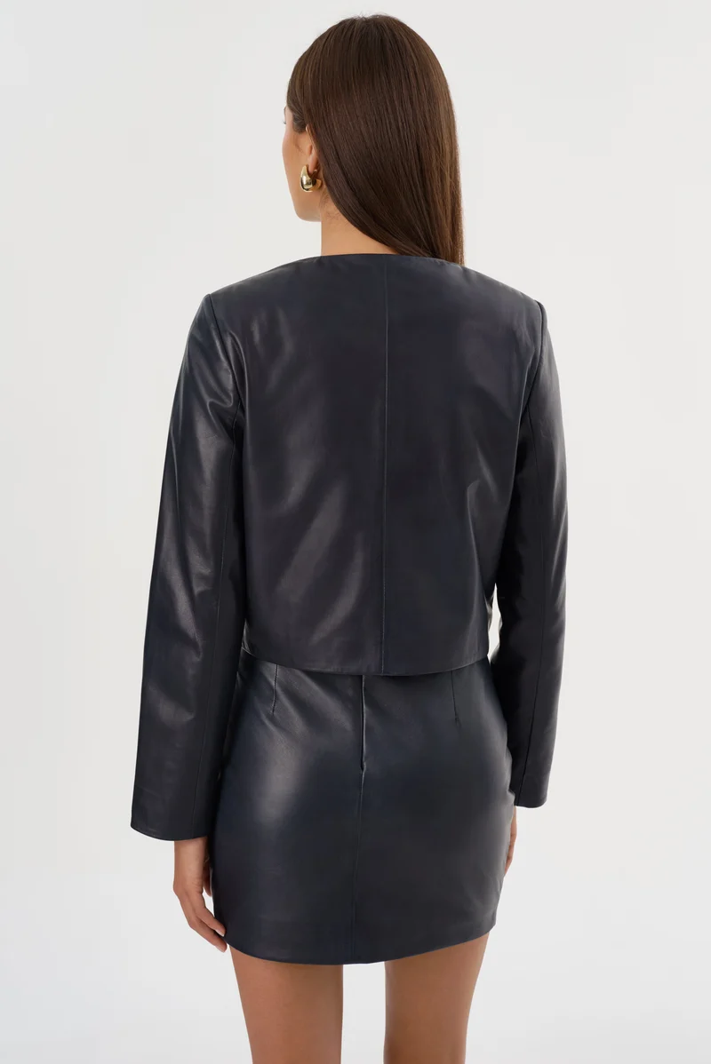 Veste en cuir avec poches Linette