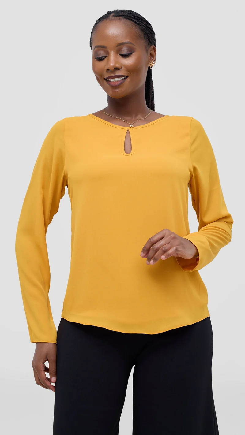 Vivo Sierra Long Sleeve Top (Double Layered) - Dark Mustard
