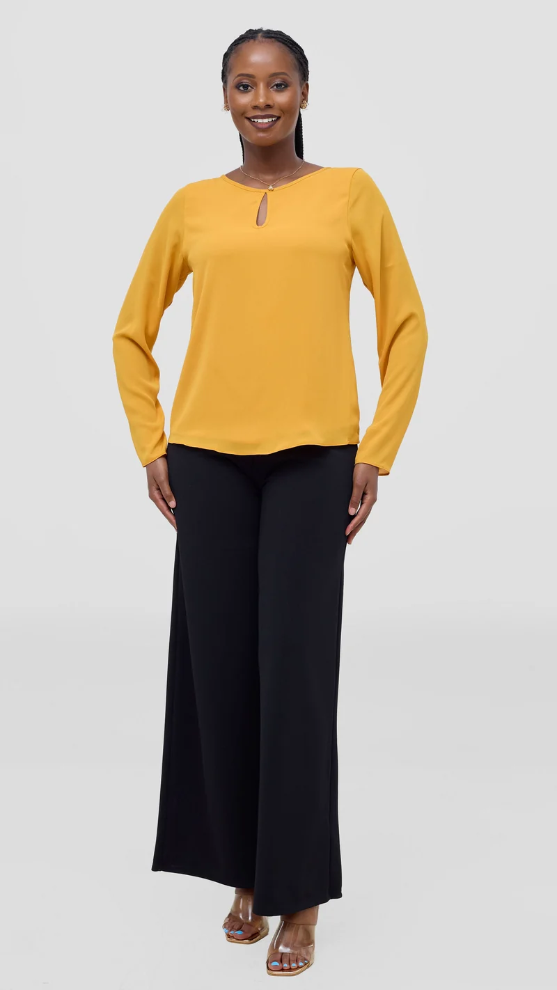 Vivo Sierra Long Sleeve Top (Double Layered) - Dark Mustard