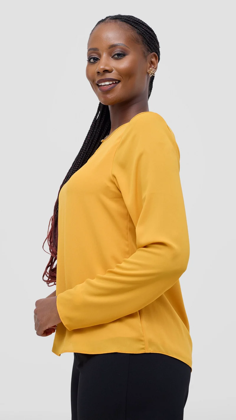 Vivo Sierra Long Sleeve Top (Double Layered) - Dark Mustard