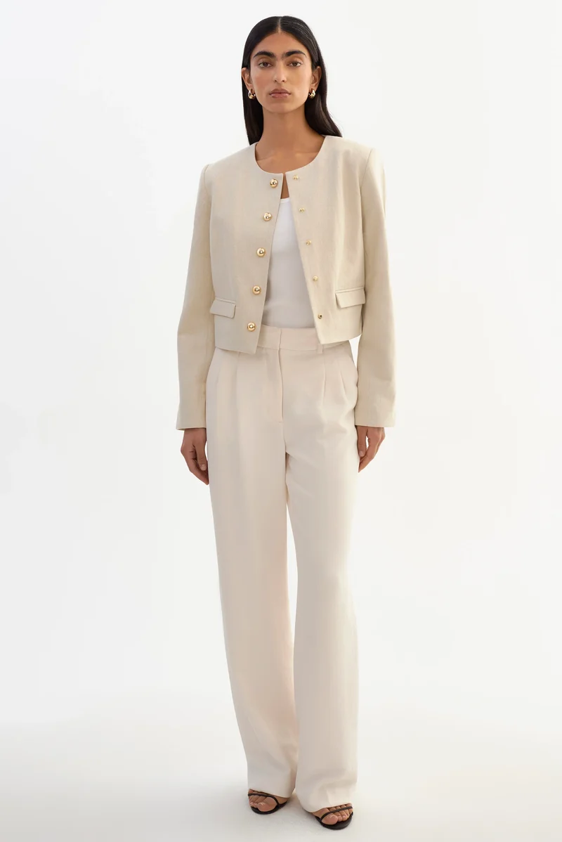 Veste sans col Francina en lin mélangé