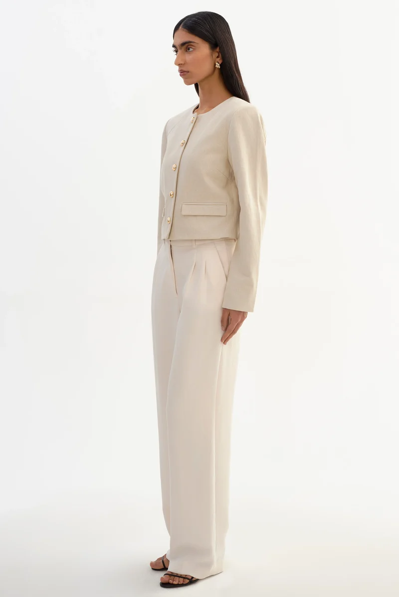 Veste sans col Francina en lin mélangé