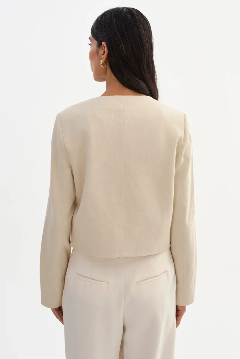 Veste sans col Francina en lin mélangé
