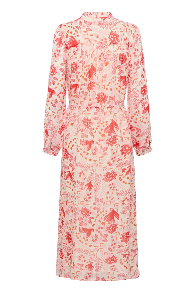 Robe longue Altina fleurie à plastron plissé