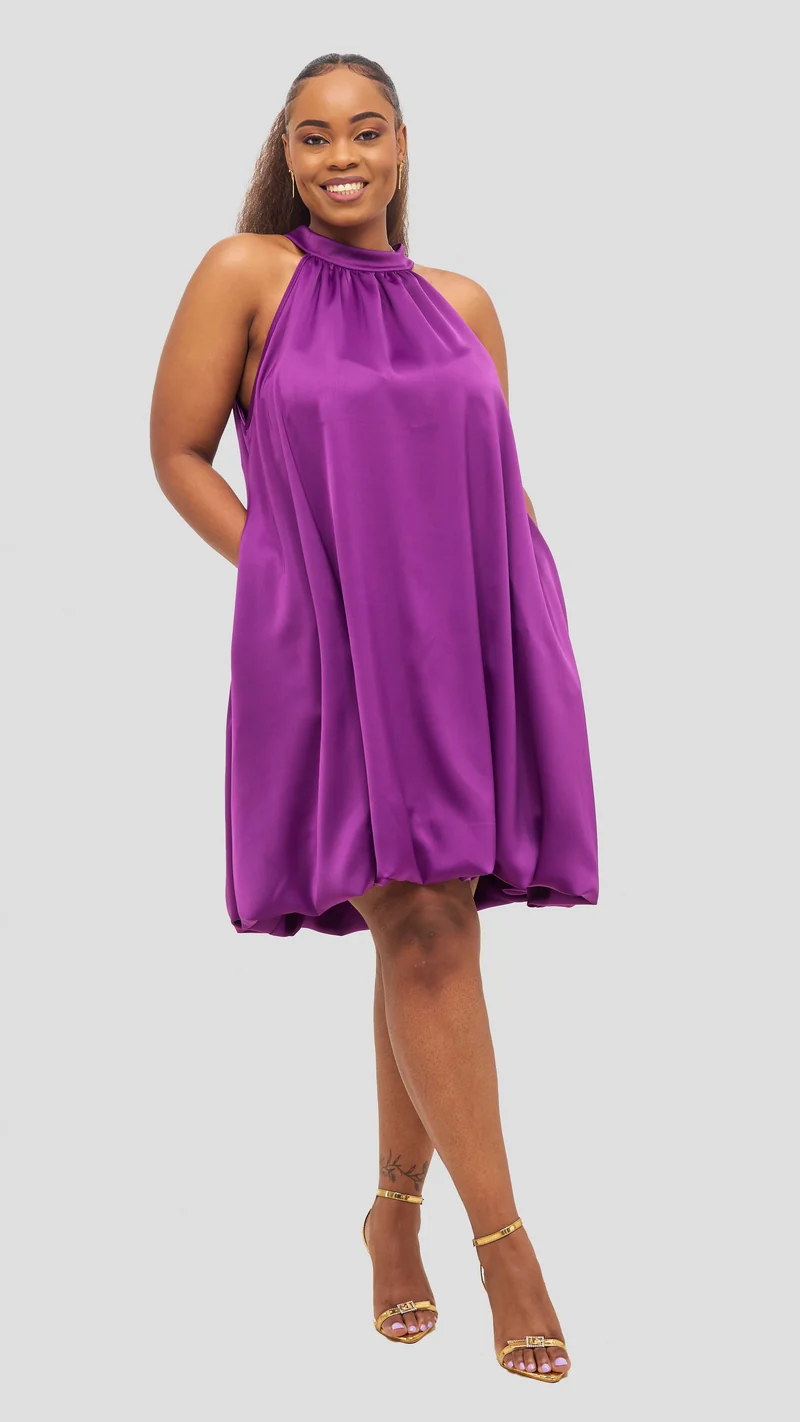 Vivo Iyana Bubble Mini Dress - Dark Magenta