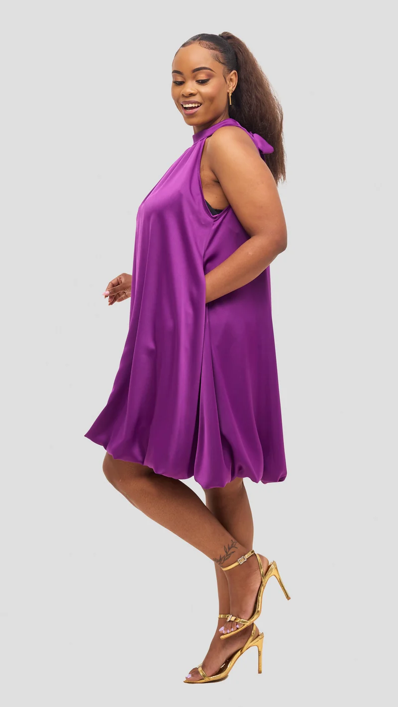 Vivo Iyana Bubble Mini Dress - Dark Magenta