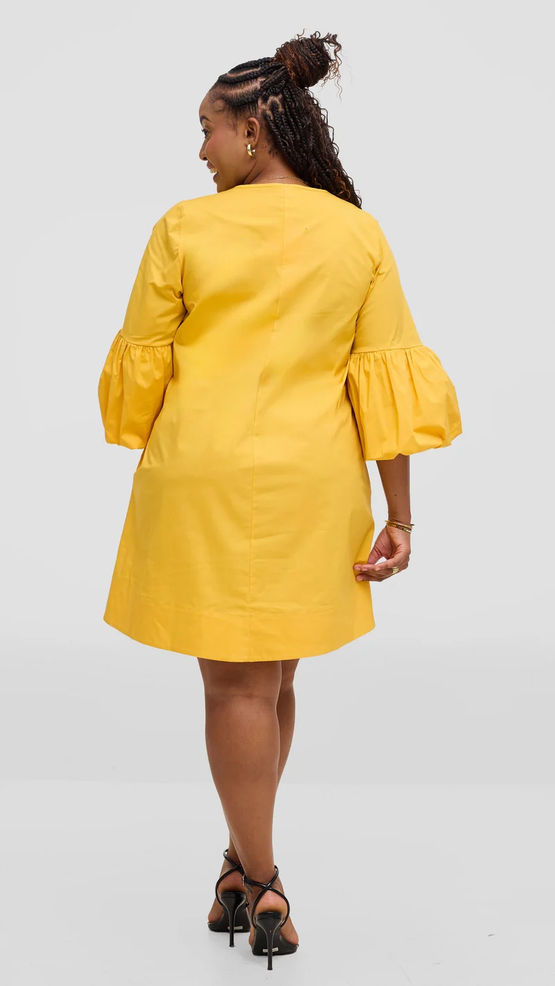 Vivo Lulu Cotton Tent Mini Dress in Cotton - Mustard